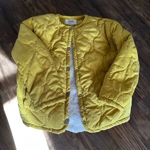 ZARA Kids Quilted Sherpa Jacket | Mustard Yellow | Size 9